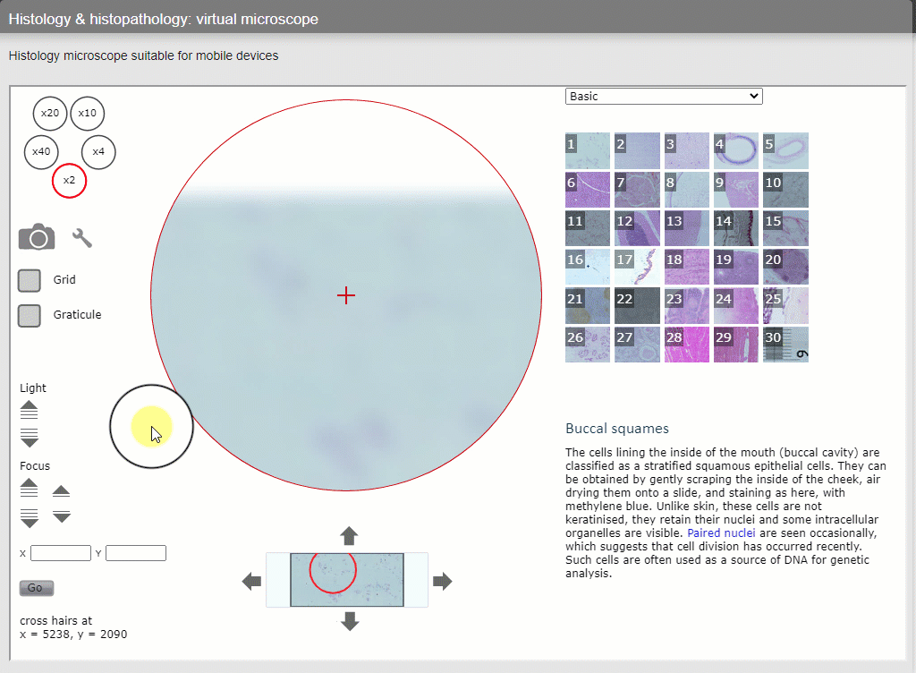 A live image (gif) of the Open Science Laboratory virtual microscope and it's features.