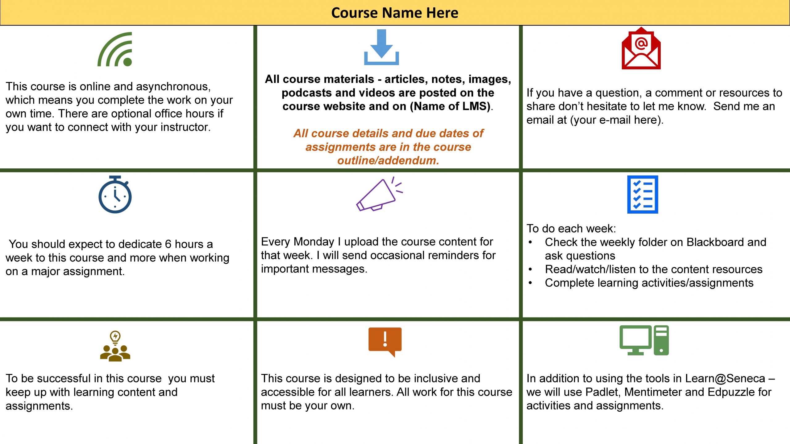 An image of a potential course overview page. See the link below for a readable PDF version.