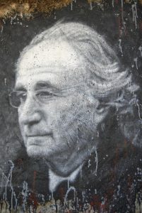 a painted portrait of Bernie Madoff