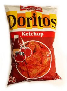 Bag of Ketchup-flavoured Doritos chips