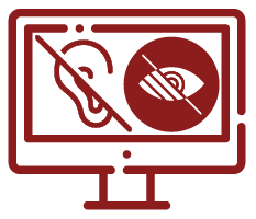 computer screen with impaired hearing icon and impaired visual icon within it