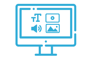 Multiple Means of Representation A monitor is depicted, with icons symbolizing text, audio, video, and pictures appearing on-screen