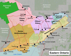 Une carte de l'est de l'Ontario