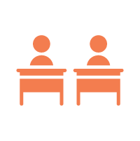 Icon of two students sitting close together.