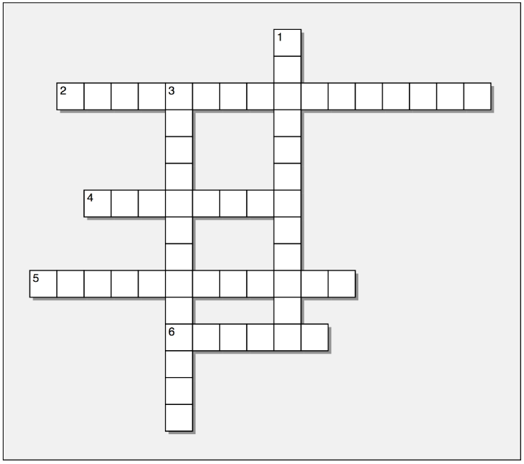 Crossword puzzle with six words.