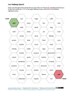 An example of a Pathway Puzzle with a series of hexagons with words in each field.