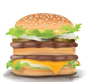 A burger and its layers