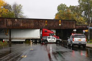 Truck crashing bridge