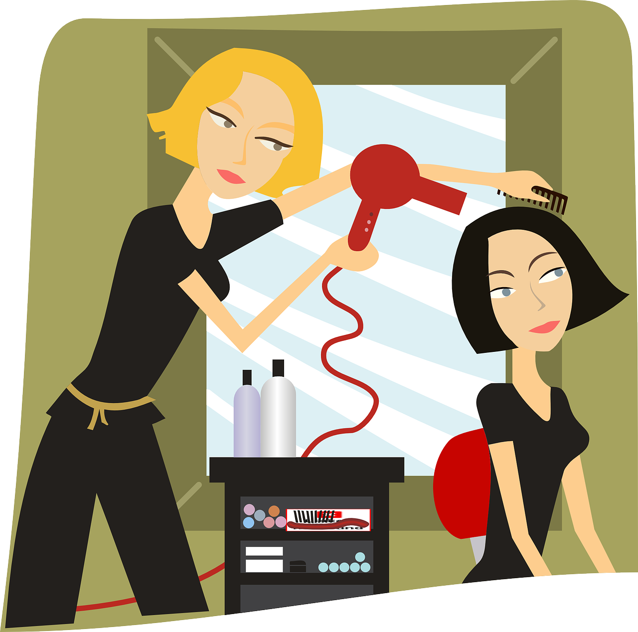 Hair Salon image of employee blow drying woman's hair