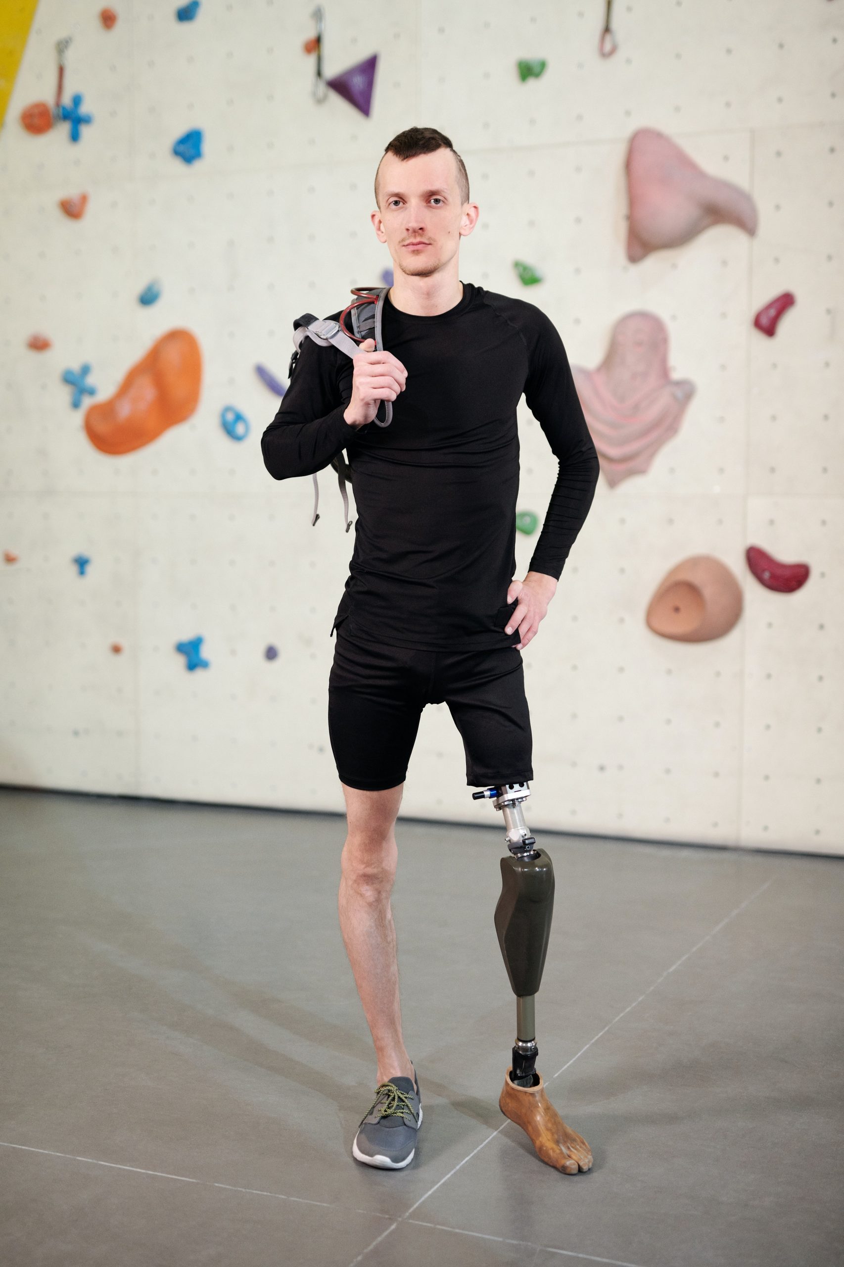 An innovation of a prosthetic leg being used by a rock climber