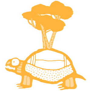 Turtle with birch trees on its back
