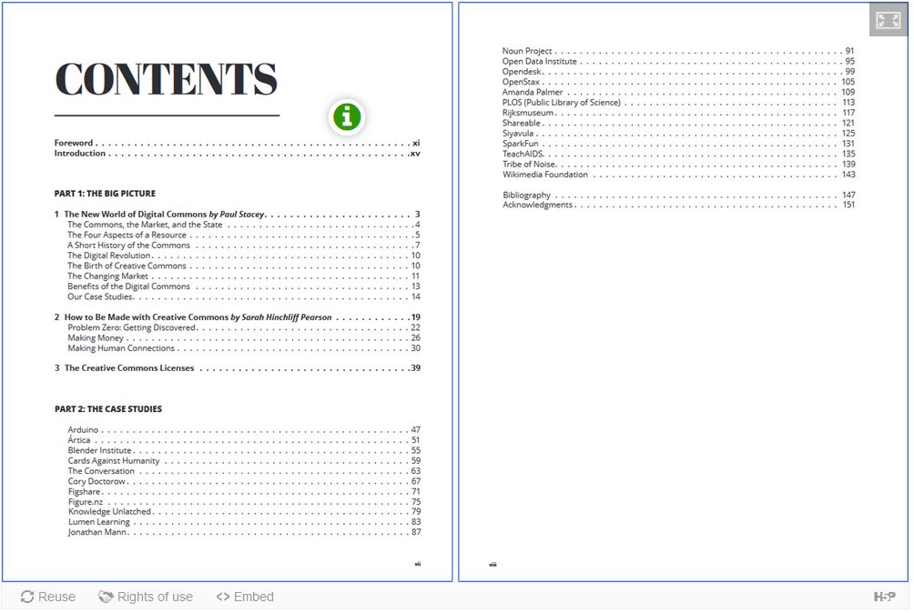 Screenshot of a typical table of contents found in a book.