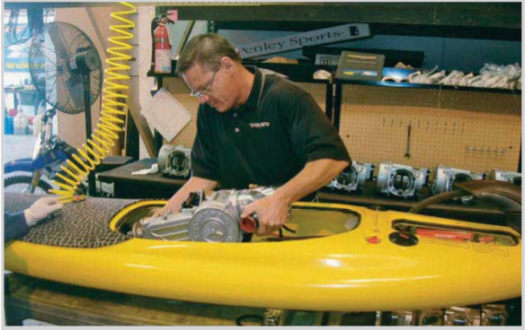 Man working on manufacturing a jetboard