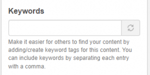 H5P Studio Tags asks for keywords - to make it easier for others to find content.