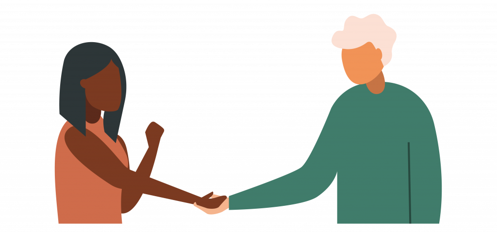 A person holding another person's hand