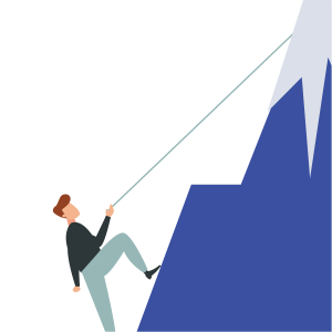 person climbing a mountain