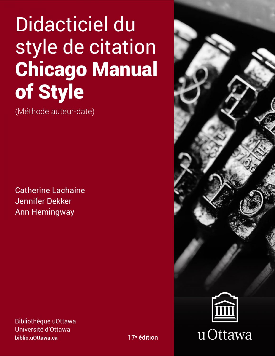 Page couverture de Didacticiel du style de citation Chicago Manual of Style, 17e Édition (méthode auteur-date)