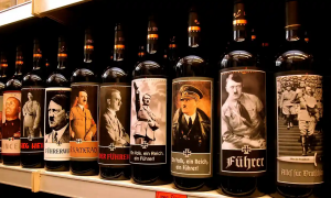 Italian-produced wine on sale in Europe with labels illustrating Hitler.