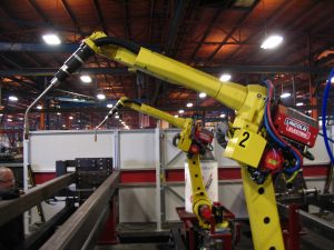 Industrial robots perched