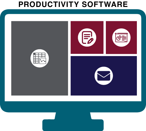 Examples of productivity software include word processors, email clients, presentation and spreadsheet editors.