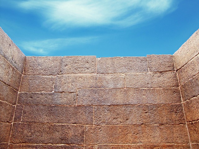 Brick wall with sky above