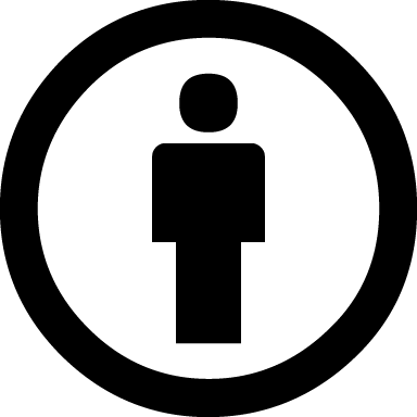 A small, genderless human icon inside a white circle with a black border. This icon is used to denote the Attribution CC license.
