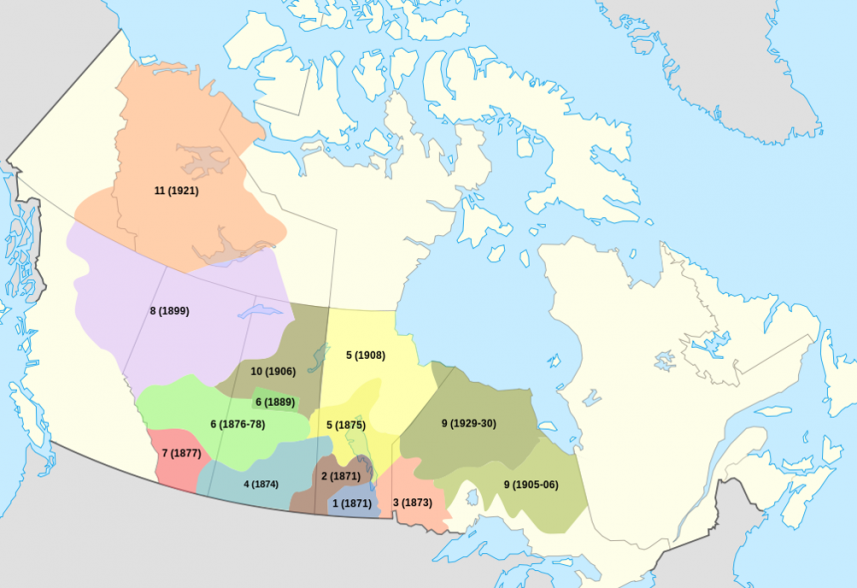 Map of Numbered Treaties in Canada 