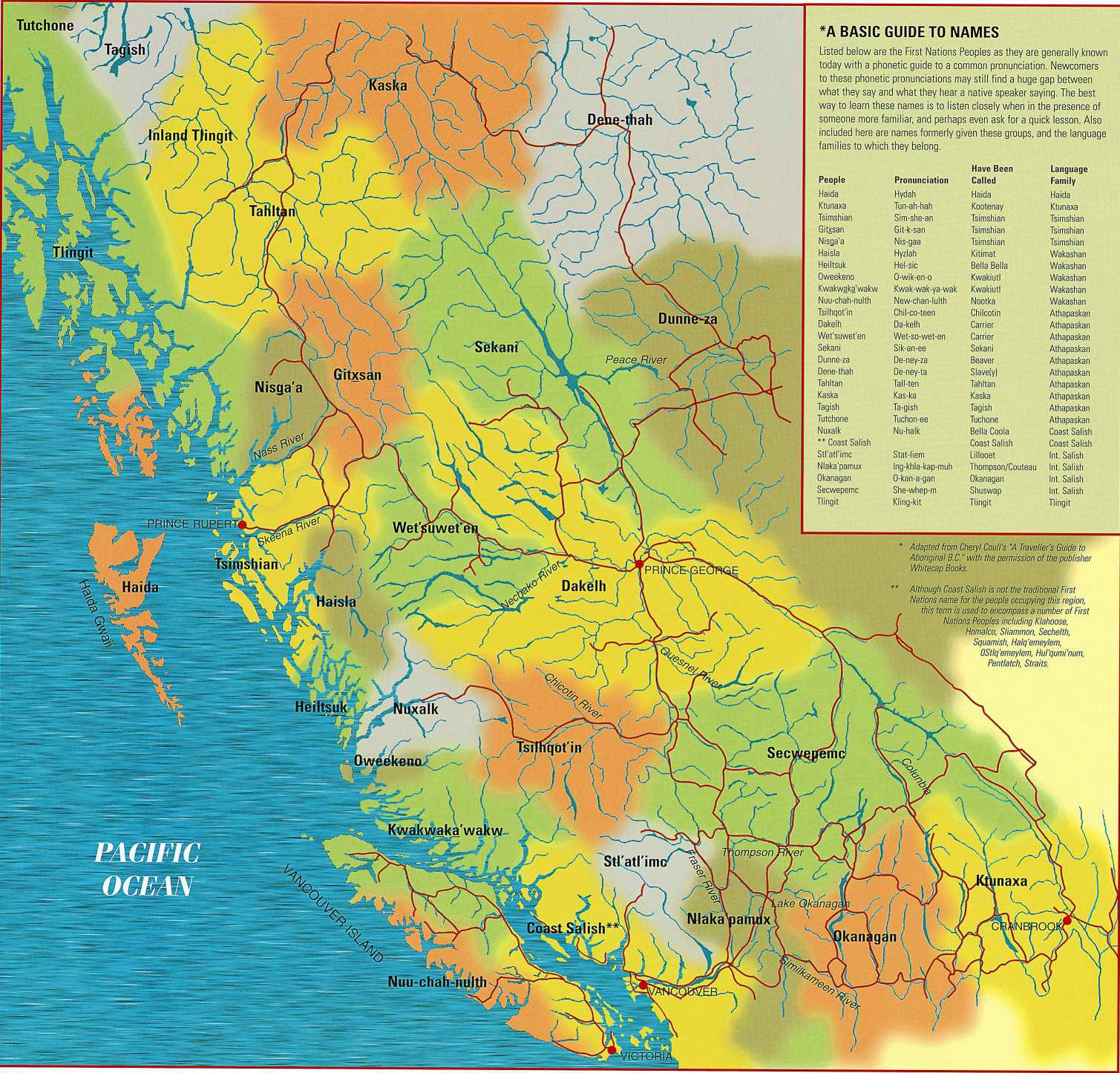 Map showing First Nations Territories in B.C.