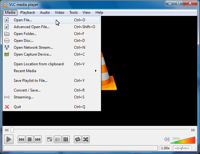 VLC Player Media Menu