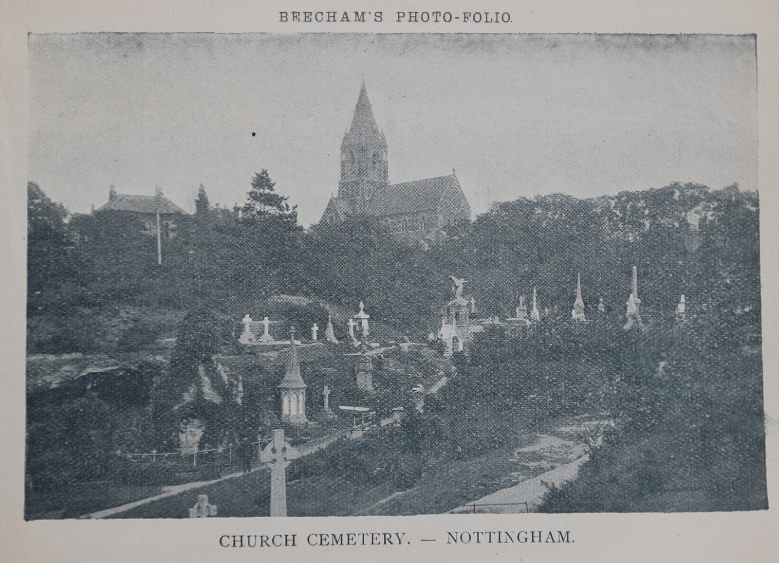 old photo of the churrch cemetery in Nottingham, England.