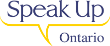 Speak Up Ontario logo with Speak up in the speech bubble
