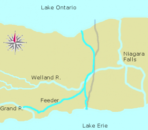 A canal connecting Lake Ontario to Lake Erie.