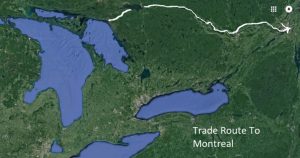 Trade Route to Montreal. From the shores Georgian Bay east towards Montreal.