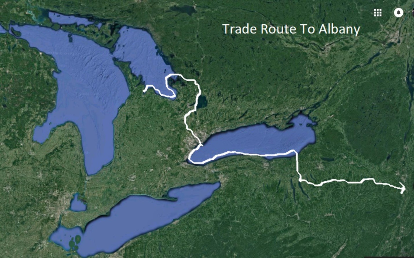 Trade Route to Albany. From the southern shores of Georgian Bay south east to Albany