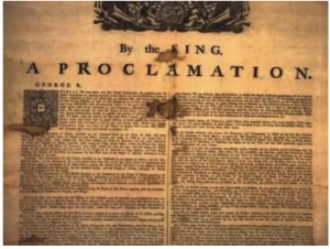 Paper with the title "A proclamation" followed by text
