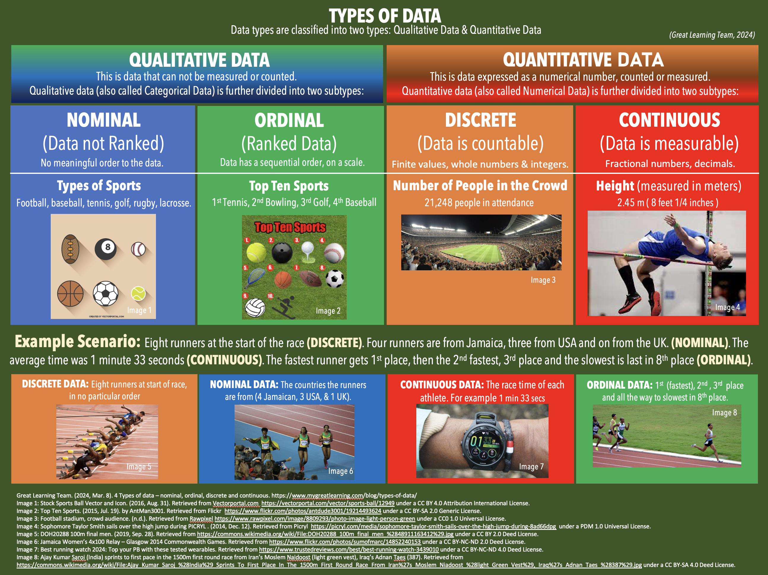 poster about main types of data in statistics