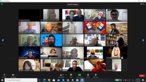 Screen shot of a zoom (video conference) meeting