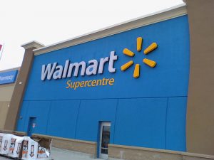 Picture of walmart sign on the building