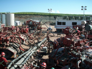 image shows an example of a fracking operation