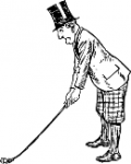 cartoon depiction of man playing golf