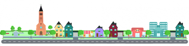 cartoon depiction of residential street