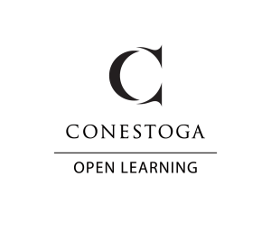Conestoga Open Learning department logo in black with a vertical alignment.