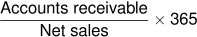 accounts receivable divided by net sales × 365