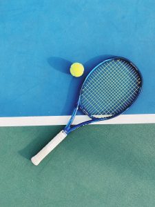 tennis ball and racquet