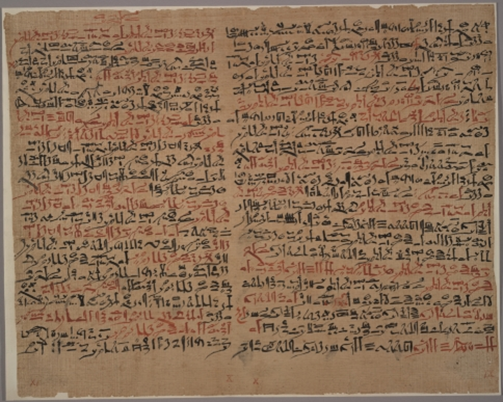 Photo of a written document on papyrus describing war wounds