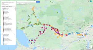 Another google map showing the area between Montreal and Georgian Bay. This time the place markers are not confined to the rivers, stretching inland towards Georgian Bay and north towards Temiskaming.