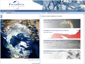 Screenshot of Polar Data Catalogue Geospatial Search Interface