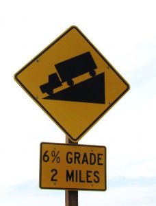 traffic sign road grade of 6%.