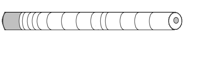cylindrical drawing of core sample with curved stripes drawn as annual rings