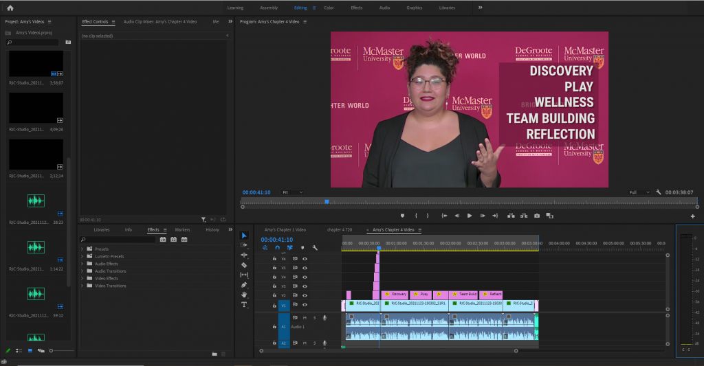 Screenshot of the editing stage of a video using Premiere Pro